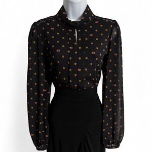 Twee Academia Preppy Shabby Chic Ann Taylor Polka Dot Blouse